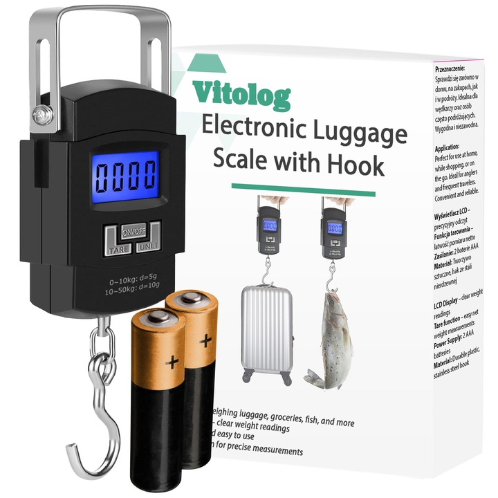 Cantar electronic de bagaj, 50kg, LCD, negru, 105x58x20mm