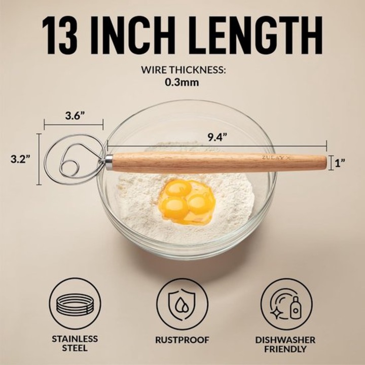 Tészta sodrófa, rozsdamentes acél és fa, 33cm, nagy