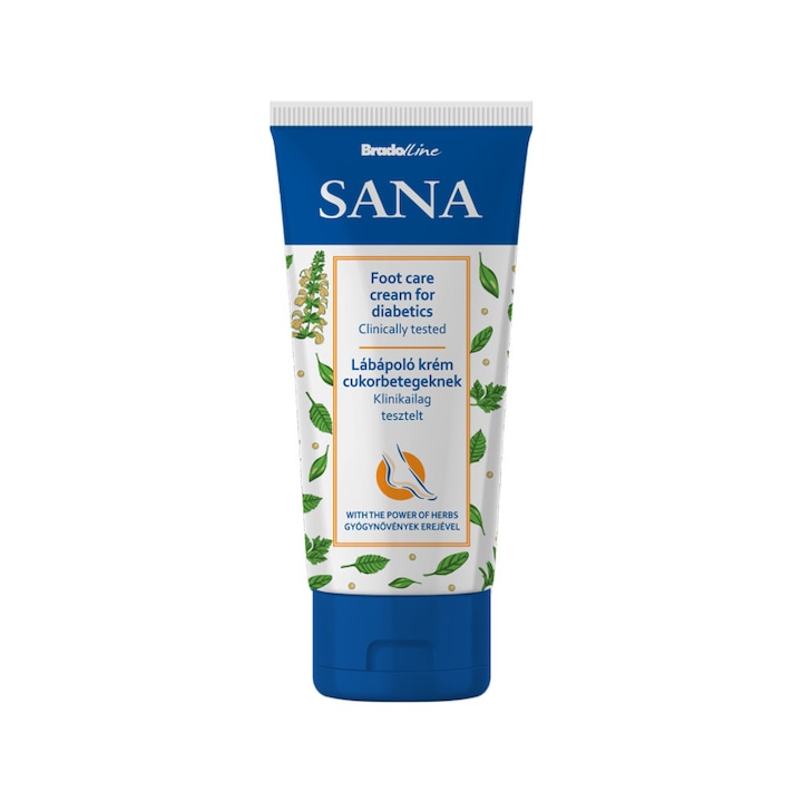 Crema de ingrijire a picioarelor Sana pentru diabetici 100 ml, hidratanta, cu vitamine E si pro B5