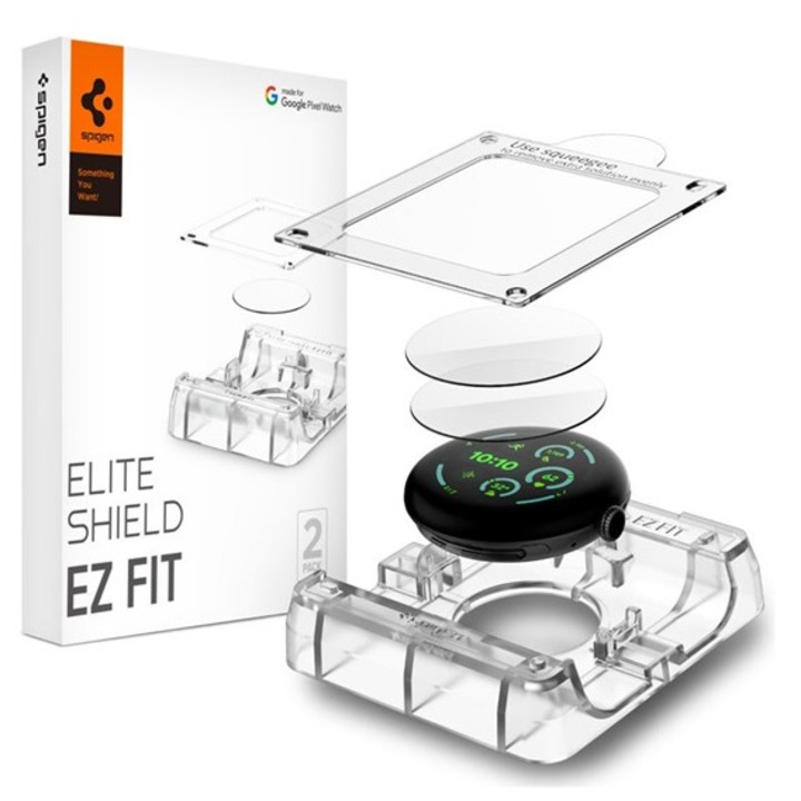 Spigen elite shield ez fit kijelzővédő fólia 2db, full screen, pet + segédkeret, átlátszó, kompatibilis: Google Pixel Watch 3 41mm