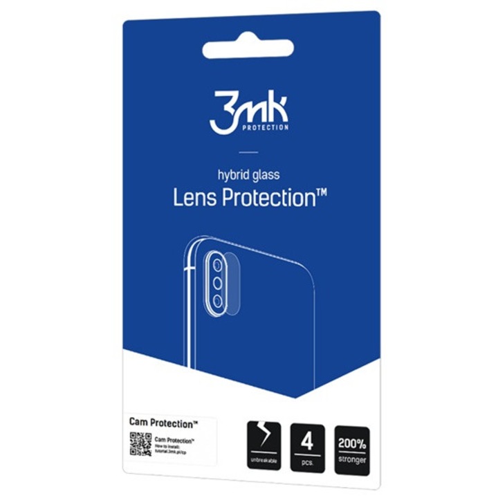 3mk protecție lentile sticlă de protecție cameră 4 bucăți, flexibilă, ultra-subțire, 0.2mm, 7h, transparentă, compatibilă: Honor 600 Lite