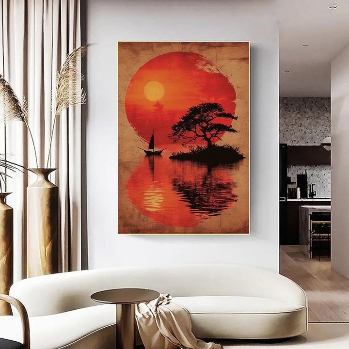 Tablou Modern - Insula Tacerii - 50 x 70 cm, Tablou Modern Premium, Decor pentru Living, Dormitor sau Hol, Cadou Inspirat, Sasiu lemn, Vizio Tablouri Canvas®