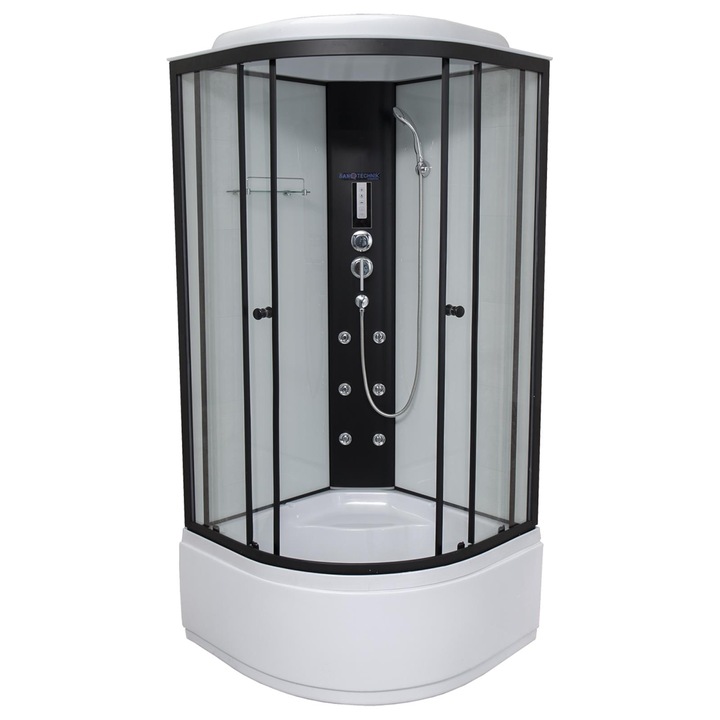 FUTURE BLACK 2 - Cabina de dus completa, semirotunda, 80x80x215 cm - BW850