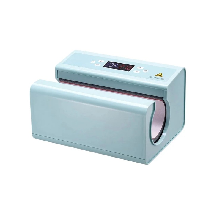 Masina de presa termica automata cu tambur, capacitate 11-30 oz, incalzire rapida, albastra