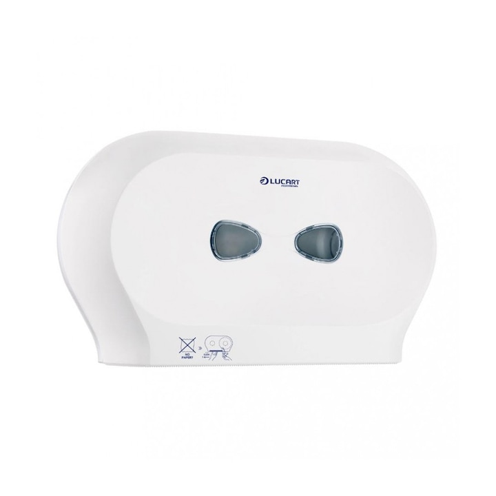 Dozator pentru hârtie igienică mini jumbo, din plastic, alb, Twin Mini Jumbo Lucart_892377