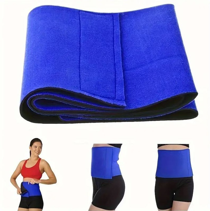 Légáteresztő, izzadságelvezető deréktámasztó öv jóga és fitneszhez - Kék, egy méret mindenkinek