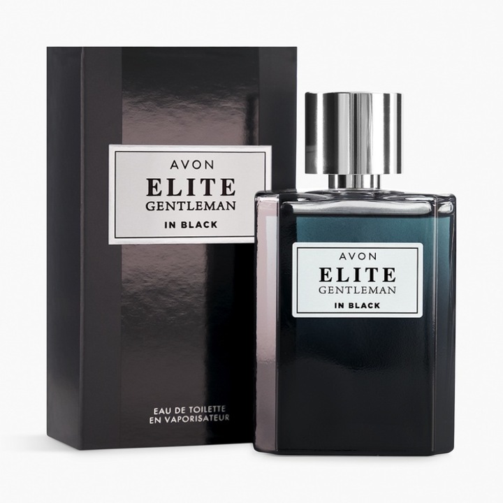 Apa de toaletă Avon Elite Gentleman In Black, 75 ml, oriental-lemnoasă, note de piper negru și vanilie