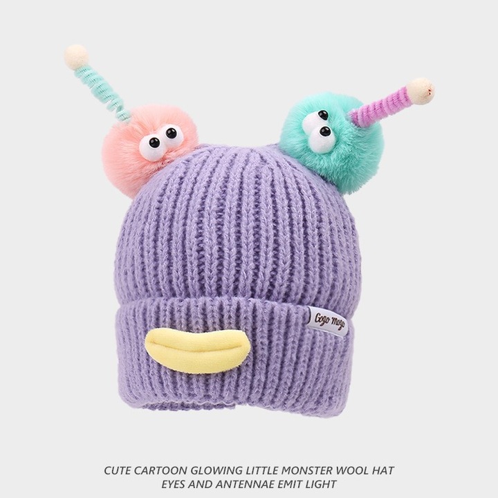 Kétrészes Kötött Sapkák, Férfi/Női Sapkák, Páros Sapkák, Téli Meleg és Aranyos, Nagy Fejkerület (50-62cm), Lila