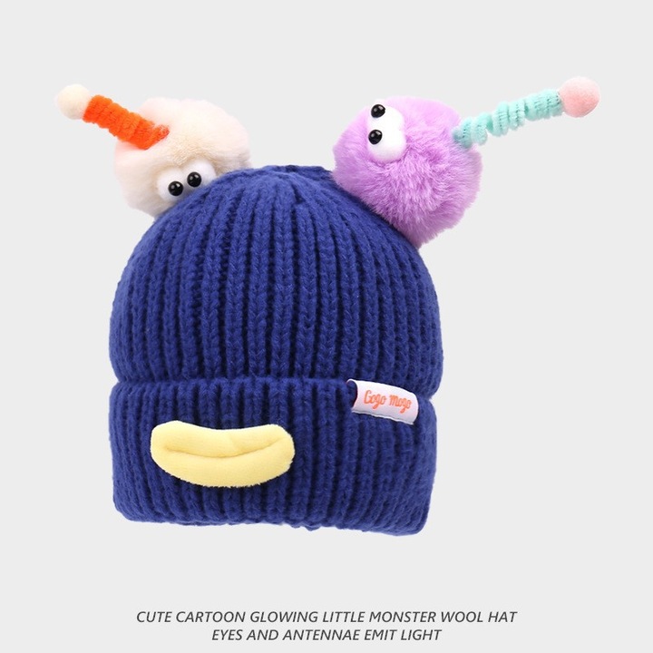 Kétrészes Kötött Sapkák, Férfi/Női Sapkák, Páros Sapkák, Téli Meleg és Aranyos, Nagy Fejkörfogat (50-62cm), Királykék