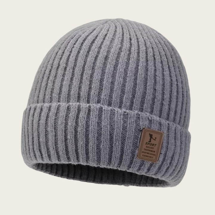 2 db gyapjú sapka, férfi/női sapka, téli ifjúsági meleg és vastagított lezser stílusú polár bélésű őszi és téli pamut sapka, világos szürke színben