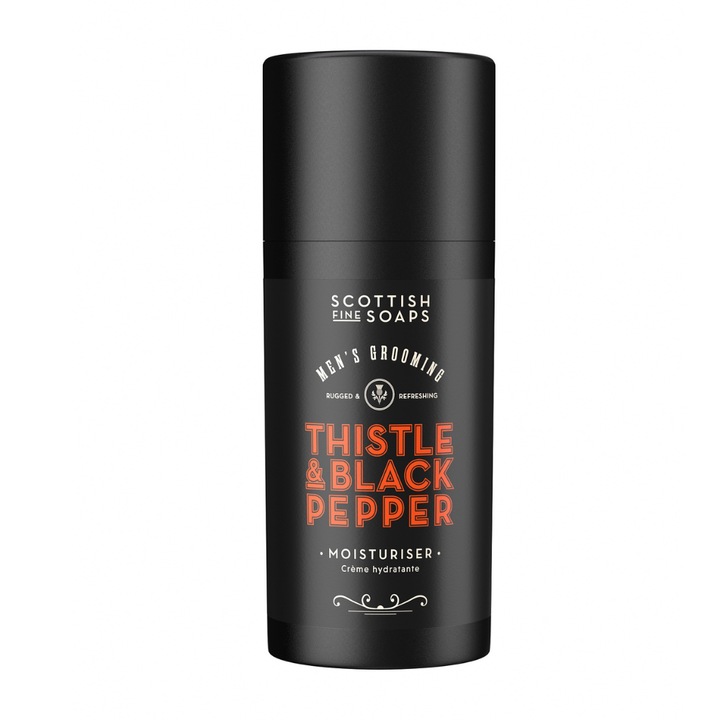 Arckrém, SCOTTISH FINE SOAPS, Bogáncs és Bors, férfiaknak, fehér bogáncs kivonattal, hialuronsavval és édesmandulaolajjal, vegán, 100 ml