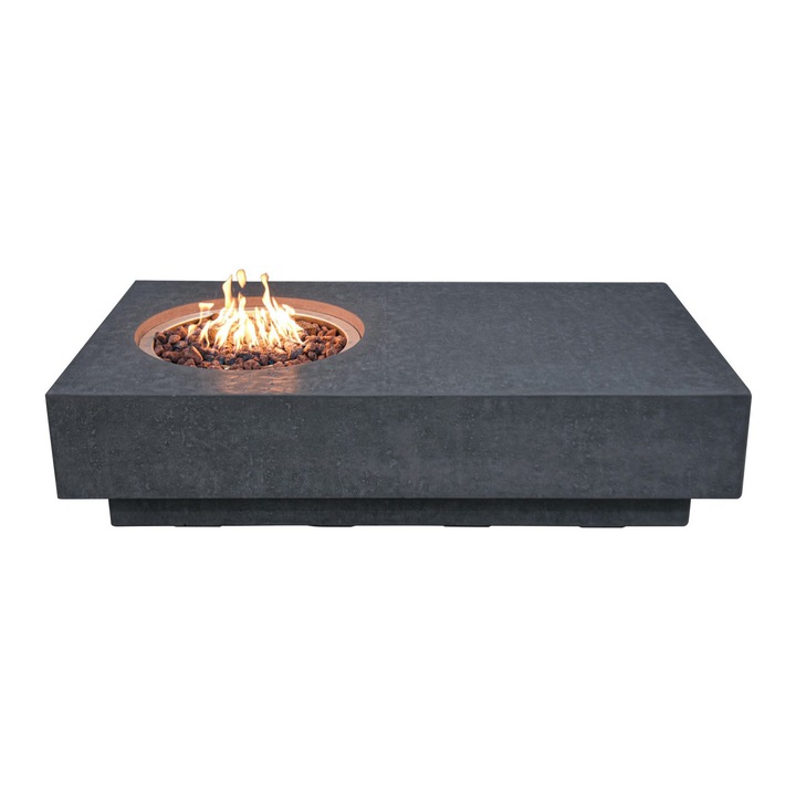 Fire Pit / Focar de lux - Masa de terasa sau gradina cu semineu integrat, pe GPL, model Metropolis 2025, beton + lava