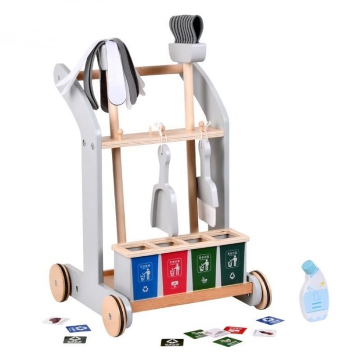 Montessori Fa Gyerek Takarító Kocsi Szett - Nurio