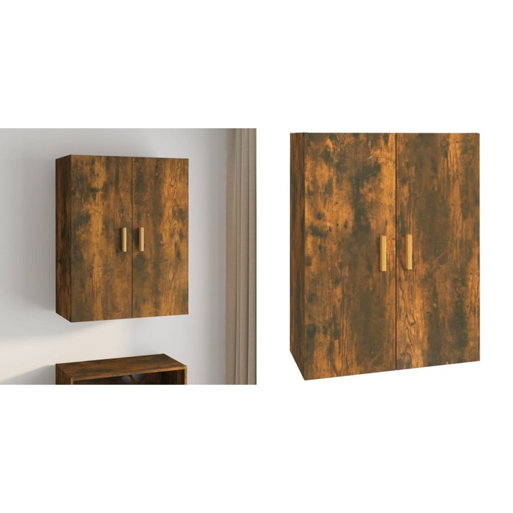 Dulap de perete suspendat, stejar fumuriu, 69, 5x34x90 cm