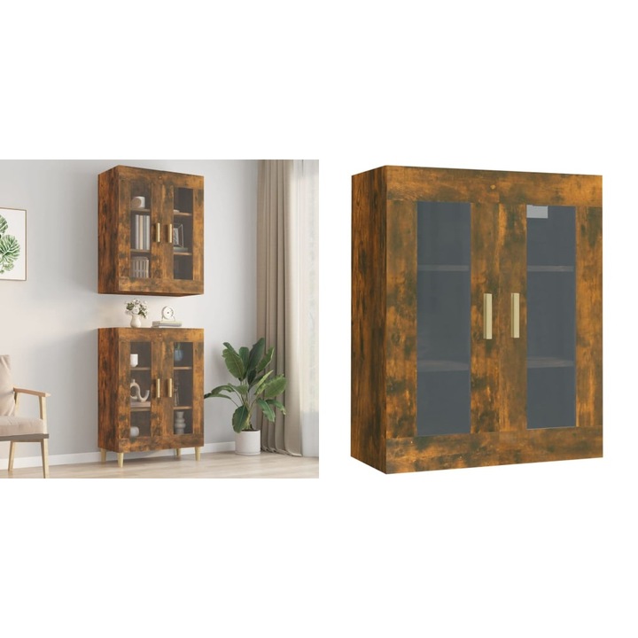 Dulap de perete suspendat, stejar fumuriu, 69, 5x34x90 cm