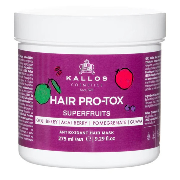 Masca de păr Kallos Pro-Tox Superfruits, 275 ml, pentru păr normal, unisex