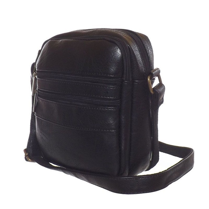 Férfi táska, Paolo Bags, fekete, műbőr, 20 x 24 x 8 cm