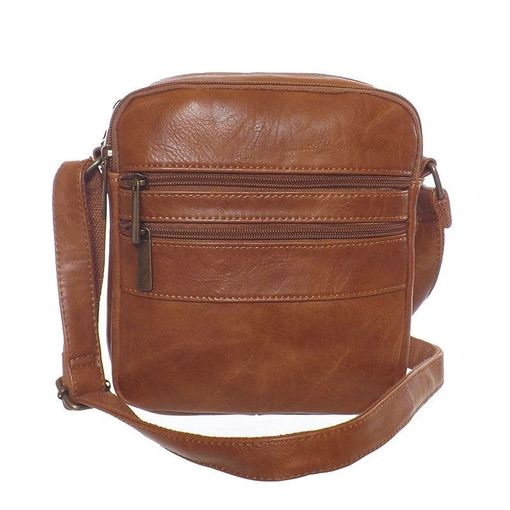 Férfi táska, Paolo Bags, barna, műbőr, 20 x 24 x 8 cm