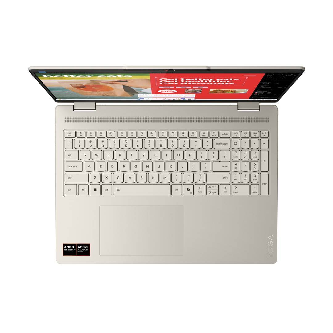 Laptop Lenovo Yoga 7 16AKP10 Ryzen AI 7 350 16inch 2.8K OLED 16GB LPDDR5x 512GB Windows 11 Home Seashell