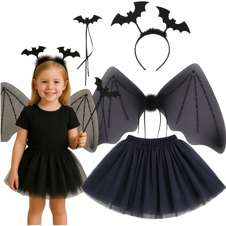 Costum De Lilieci, Korbi, 13x23x60x33x24 - 44x35 cm, Motiv De Lilieci – Efect Original, Fusta Usoara Din Tul Care Adauga Farmec, Aripi Incluse Pentru Un Aspect Complet, Materiale Confortabile Care Nu Restrictioneaza Miscarea, Negru