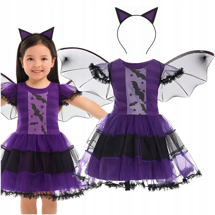 Costum De Liliac, Korbi, 32x29x21x35 cm, Tule, Utilizare Universala – Ideal Pentru Halloween, Baluri De Carnaval Sau Reprezentatii Scolare, Confortabil De Purtat – Tesatura Usoara Si Respirabila, Aspect Impresionant, Violet
