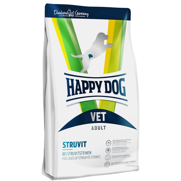 Hrana medicinală Happy Dog Vet Struvit 4kg, pentru câini adulți, dietetică, dizolvarea pietrelor de struvita, toate talile, uscată