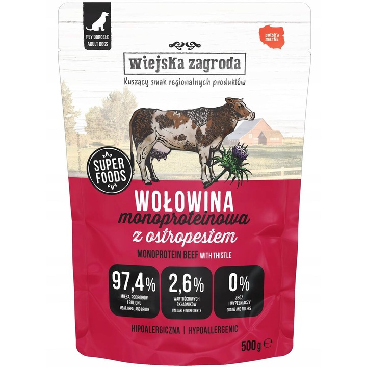 Wiejska Zagroda kutyaeledel, 500g, nedves, kicsi, felnőtt