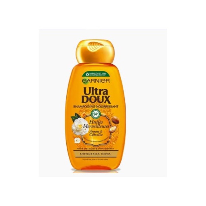 Sampon Garnier Ultra Doux, cu Ulei de Argan si Floare de Camelie, 250 ml, pentru par uscat