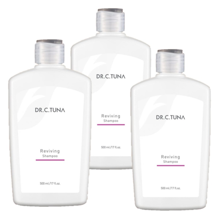 Set 3 Sampoane Dr C. Tuna Reviving cu Extract de Usturoi si Capixyl, Farmasi, 3 x 500 ml