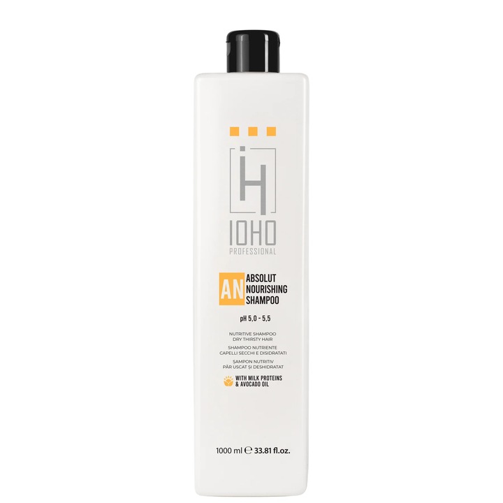 Sampon nutritiv pentru par uscat Ioho Professional, 1000ml, contine proteine din lapte si ulei de avocado
