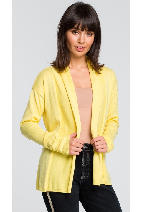 Cardigan scurt pentru femei, Bewear, BK023, Uni, Galben, cu guler