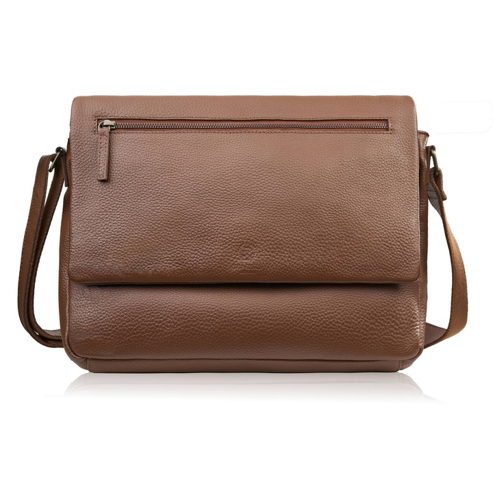 Мъжка кафява кожена чанта за лаптоп през рамо Paolo Peruzzi IM-03-BR