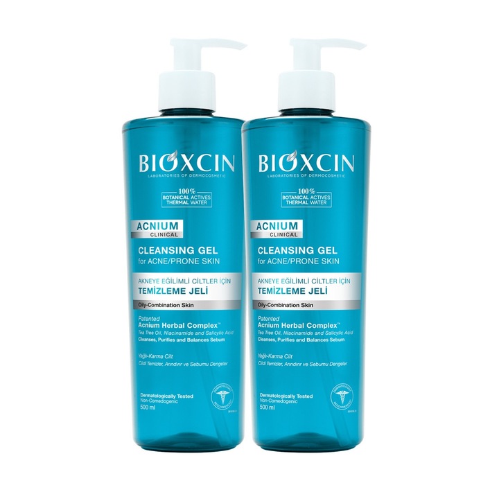 2 x Bioxcin Acnium Gel de curatare echilibrant pentru fata, 2x500 ml