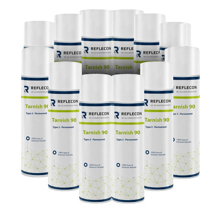 Комплект от 12 матиращи спрея, Reflecon Tarnish 90, 500 мл, за 3D сканиране