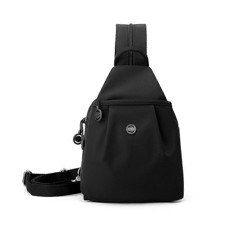 Rucsac casual, negru, 21x14x30cm, capacitate mare, material oxford