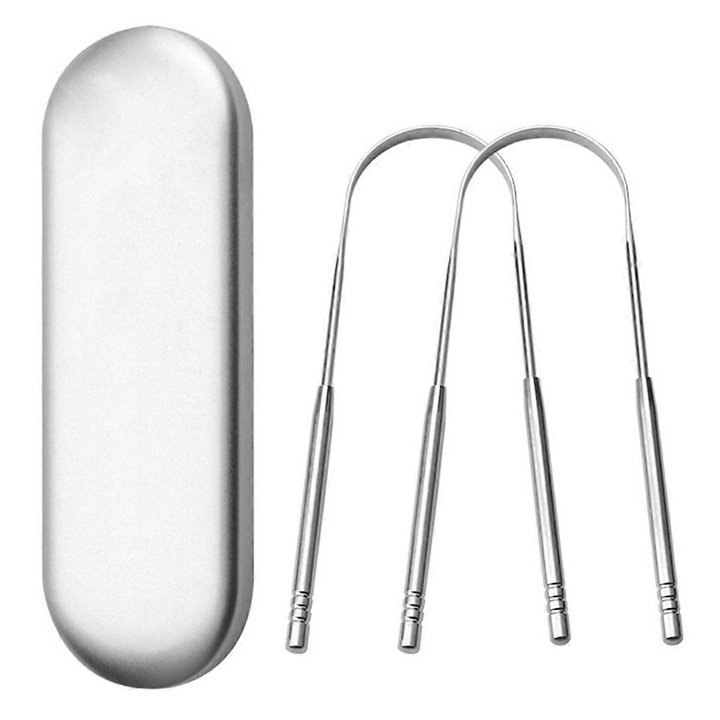 Set 2 Periute de Limba din Metal, 13x5cm, Argintii