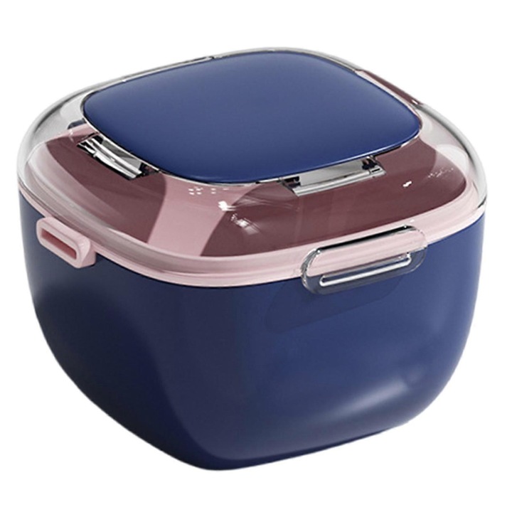 Caseta portabila cu strat dublu pentru depozitarea protezelor dentare, ABS/PP, 9.5x9.5x6.9cm