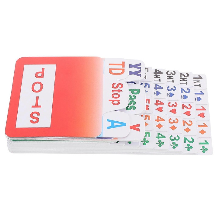 PVC licitáló kártyakészlet bridzs játékhoz, méretek 12.50x6.50x0.10cm és 7.50x6.50x0.10cm