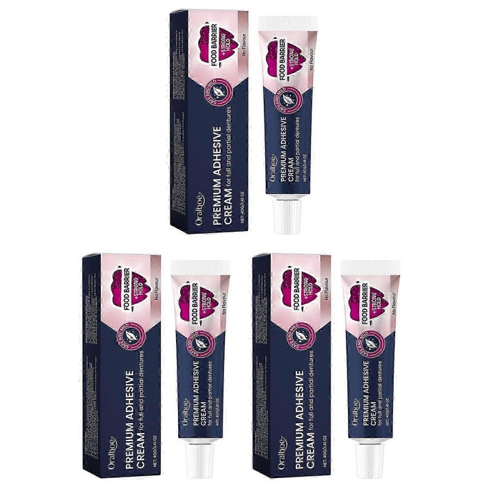 Crema adeziva termoplastica pentru proteze dentare, 3 bucati, impermeabila, fara zinc, 3x3x12.7cm