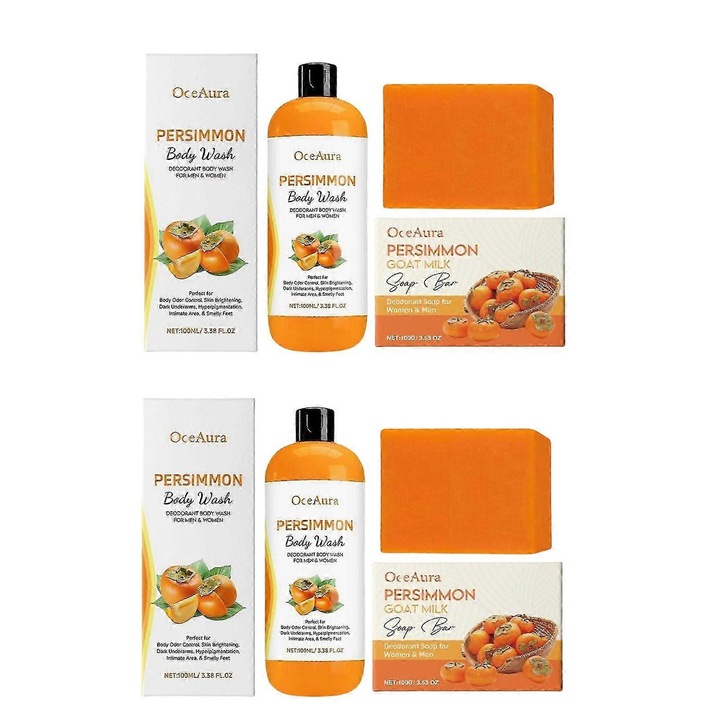 Комплект 2 бр. сапуни за хигиена на тялото с райска ябълка, дезодориращ сапун и душ гел, контрол на миризмите, хидратация, за цялото семейство