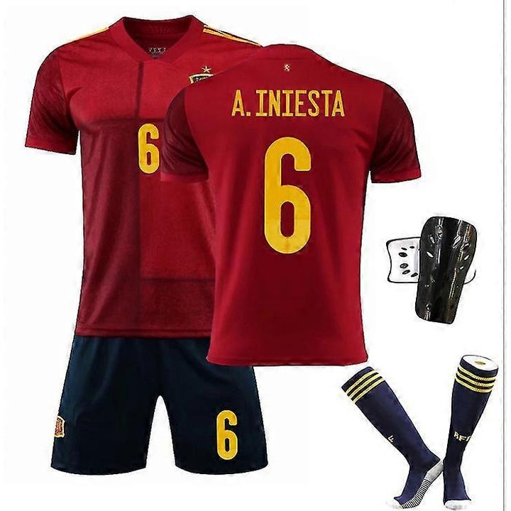 Set echipament de fotbal pentru copii model A.iniesta rosu