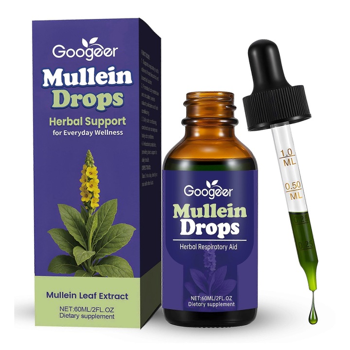 Supliment alimentar, Picaturi cu extract de frunze de mullein, 30ml, pentru sanatatea respiratorie