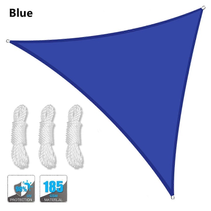 Umbra de soare 3.6x3.6x3.6M, impermeabil, pentru gradina, terasa, piscina, cu 3 franghii