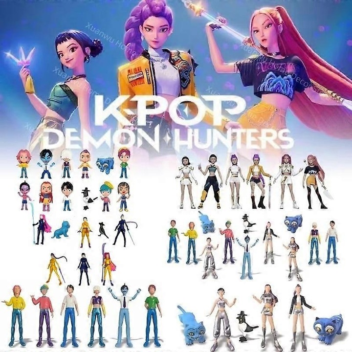 Figurina set 12pcs K-Pop Demon Hunters Rumi Mira Zoey, tema muzicala, PVC, multicolor, M