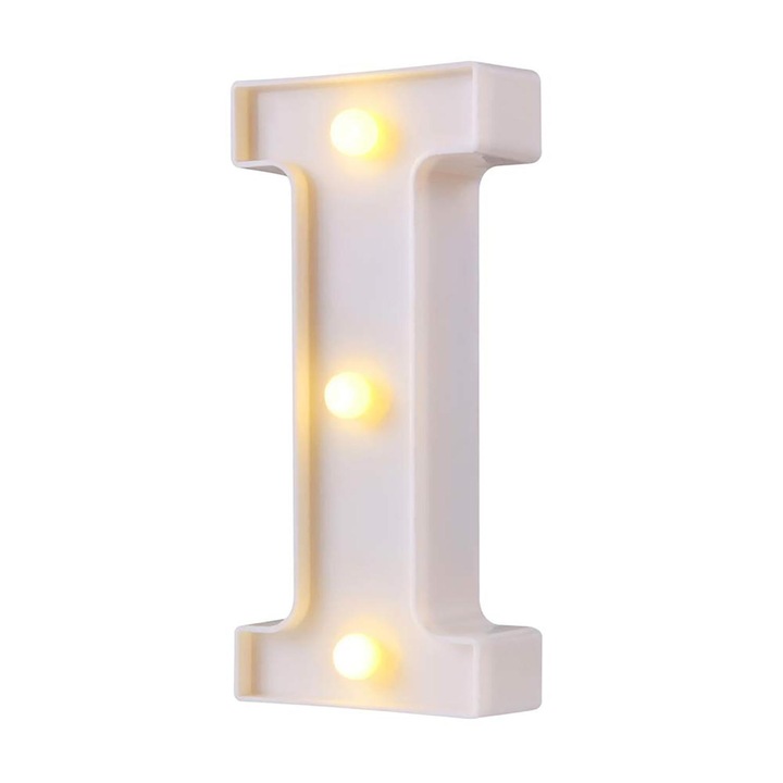 Veioza LED litera I, design waterproof, lumina calda, 22x16x4cm