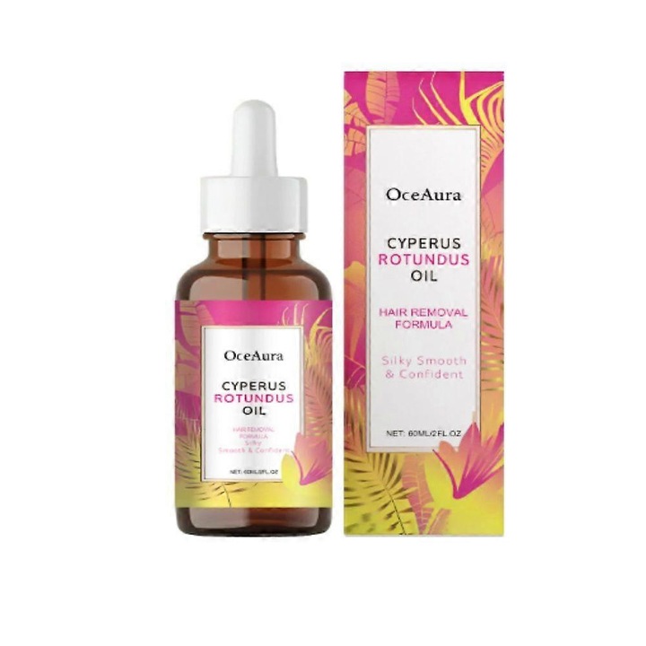 Козметично масло за обезкосмяване, OceAura, Cyperus Rotundus, 60мл, с масло от жожоба и масло от чаено дърво