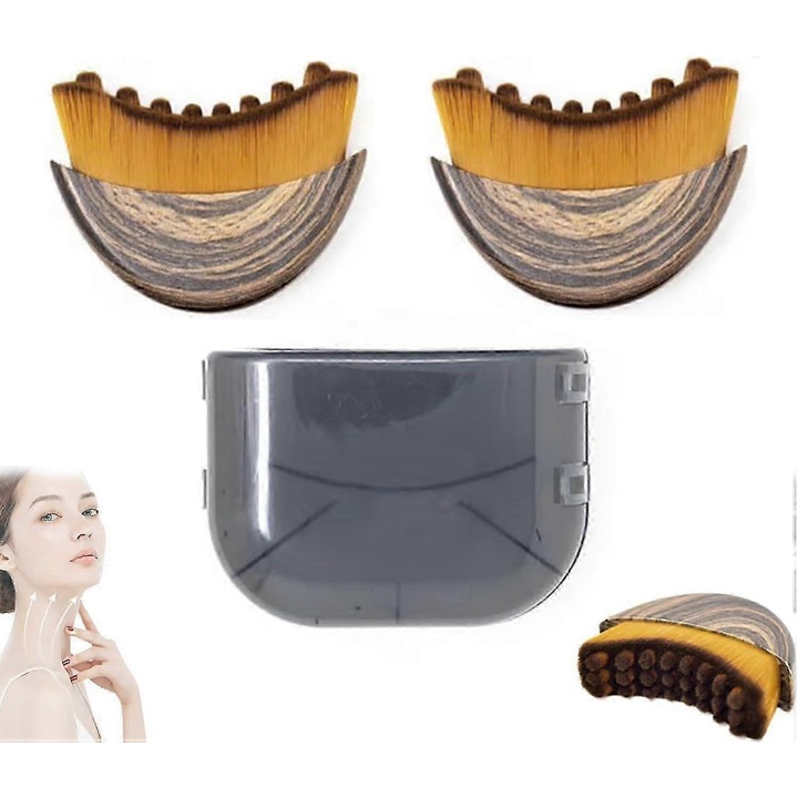 Perie faciala pentru drenaj limfatic, design ergonomic, 2 bucati, pentru conturarea maxilarului si reducerea umflaturilor