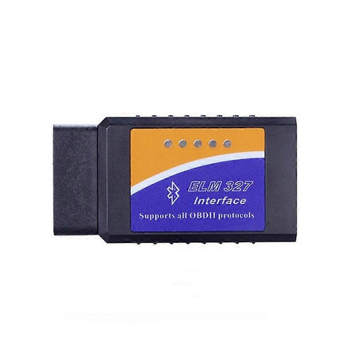 Scanner OBD2 Bluetooth, cititor de coduri, diagnosticare auto, 8.8x4.5x2.5cm, set complet