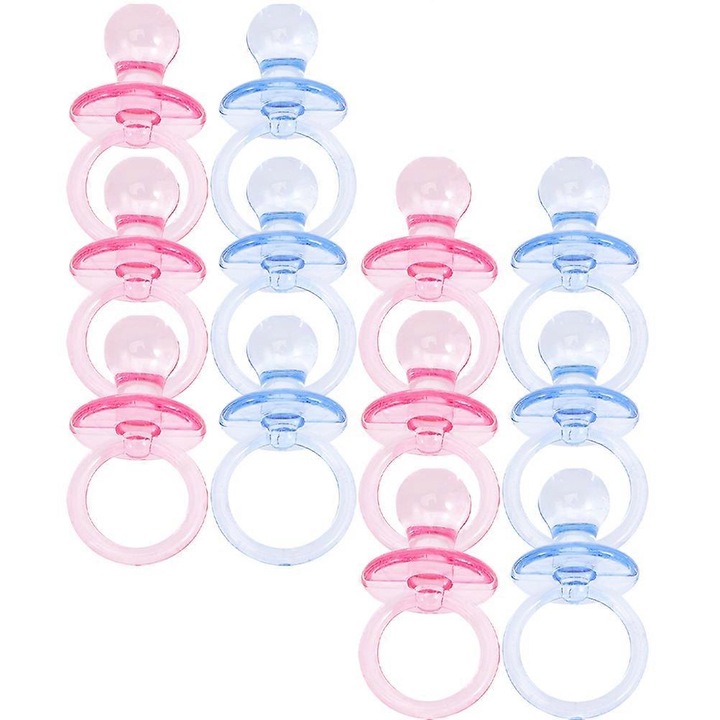 Set 48 Ornamente Mini suzete Colorate, 6.00x3.00x3.00cm, Plastic, pentru Petreceri Baby Shower