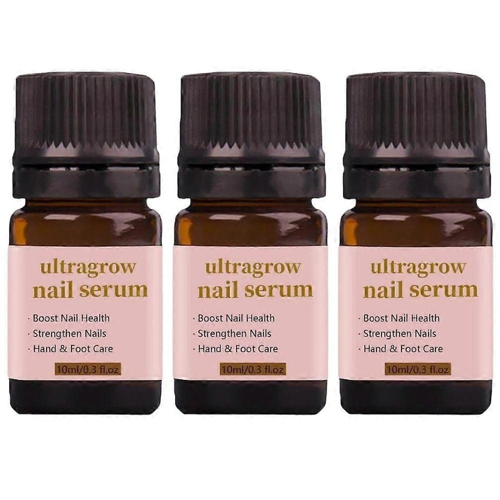 Ser pentru intarirea unghiilor, set 3 bucati, 95% ingrediente naturale, aplicare precisa